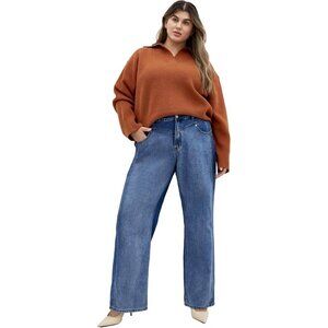 Women's Plus Size Sweater Body Stretch Knit Casual Pullover Hip Length